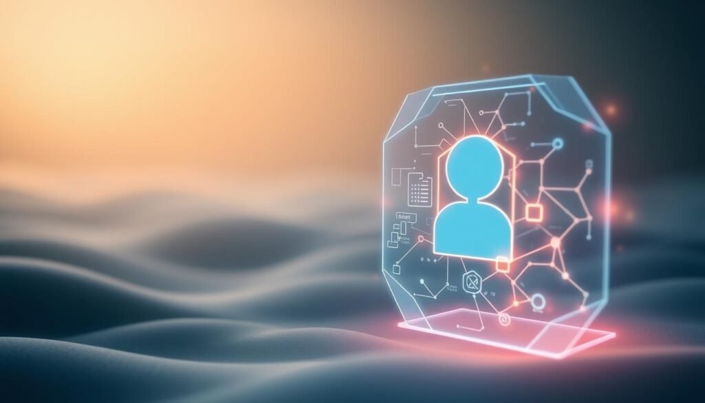 A serene, secure digital landscape depicting data protection in online mental health therapy. A patient's confidential information is represented by glowing geometric shapes, shielded by a translucent forcefield. In the background, a tranquil, muted color palette conveys a sense of privacy and trust. Subtle, indirect lighting casts a warm, comforting glow, while the camera angle suggests an elevated, omniscient perspective - symbolizing the comprehensive safeguarding of sensitive data. Intricate, layered details reflect the multifaceted nature of digital privacy in the context of remote therapeutic services. A serene, secure digital landscape depicting data protection in online mental health therapy. A patient's confidential information is represented by glowing geometric shapes, shielded by a translucent forcefield. In the background, a tranquil, muted color palette conveys a sense of privacy and trust. Subtle, indirect lighting casts a warm, comforting glow, while the camera angle suggests an elevated, omniscient perspective - symbolizing the comprehensive safeguarding of sensitive data. Intricate, layered details reflect the multifaceted nature of digital privacy in the context of remote therapeutic services.