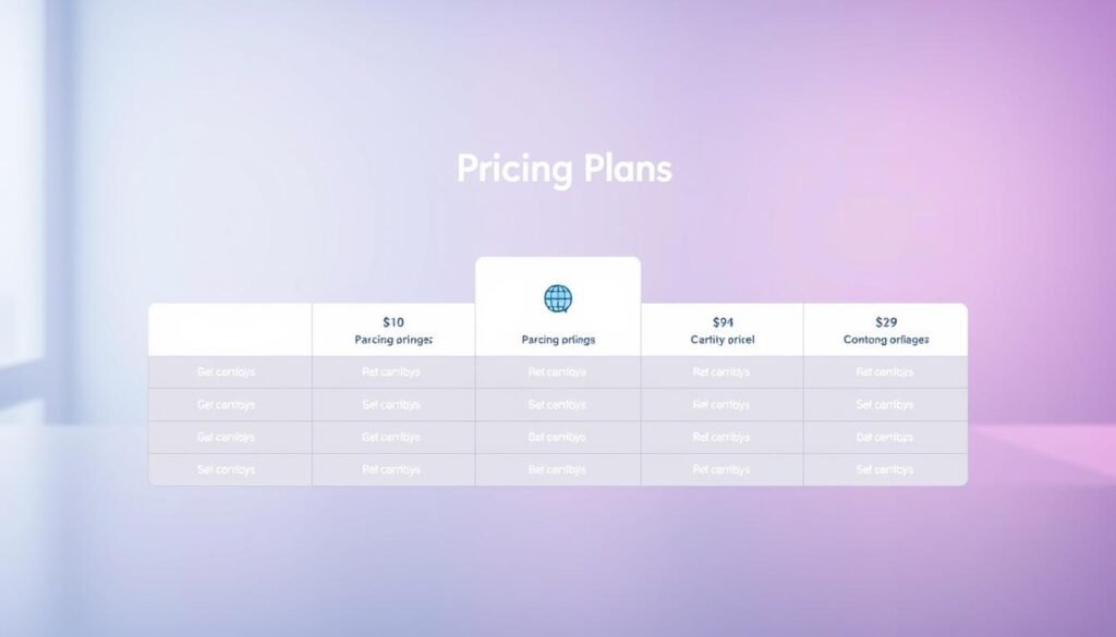 A sleek, modern image showcasing the pricing plans for Cambly's English learning services. In the foreground, a clean, minimalist table displays the different package options, each with its own distinctive icon and price point. The middle ground features a soft, blurred background with a muted color palette, drawing the viewer's focus to the pricing details. Subtle gradients and soft lighting create a professional, high-quality aesthetic. The overall composition is balanced, visually appealing, and effectively communicates the "Pricing Plans" section of the article. A sleek, modern image showcasing the pricing plans for Cambly's English learning services. In the foreground, a clean, minimalist table displays the different package options, each with its own distinctive icon and price point. The middle ground features a soft, blurred background with a muted color palette, drawing the viewer's focus to the pricing details. Subtle gradients and soft lighting create a professional, high-quality aesthetic. The overall composition is balanced, visually appealing, and effectively communicates the "Pricing Plans" section of the article.