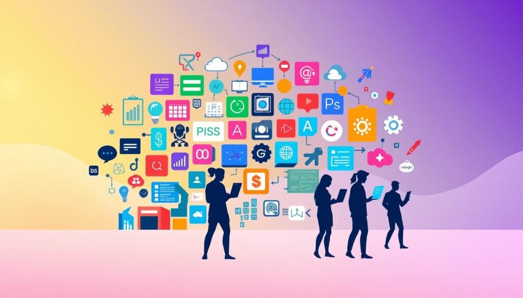A vibrant and dynamic illustration showcasing the diverse range of specializations offered by Udacity. In the foreground, a cluster of icons representing various tech disciplines - programming, data science, artificial intelligence, cybersecurity, and more - all arranged in a visually striking, abstract composition. The middle ground features sleek, minimalist silhouettes of students or professionals engaging with digital interfaces, hinting at the interactive and immersive nature of Udacity's online courses. The background is a softly blurred, gradient-based environment, creating a sense of depth and emphasizing the breadth of opportunities available. The overall aesthetic is polished, modern, and inspirational, reflecting Udacity's reputation for cutting-edge, industry-relevant education.