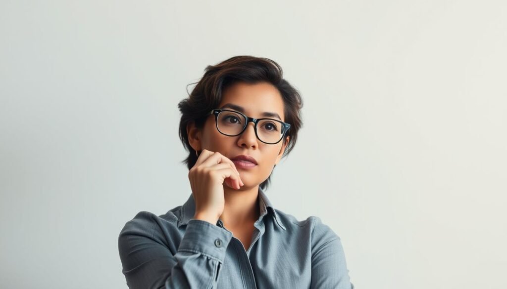 A compelling portrait of a career transformation, showcasing a confident individual in a thoughtful, introspective pose. Set against a minimalist, pastel-toned background that evokes a sense of tranquility and personal growth. Soft, directional lighting accentuates the subject's features, drawing the viewer's attention to their expression and demeanor. The composition strikes a balance between the central figure and the surrounding negative space, creating a sense of calm and contemplation. This image effectively communicates the importance of a well-crafted resume in highlighting the transferable skills of a career-changer. A compelling portrait of a career transformation, showcasing a confident individual in a thoughtful, introspective pose. Set against a minimalist, pastel-toned background that evokes a sense of tranquility and personal growth. Soft, directional lighting accentuates the subject's features, drawing the viewer's attention to their expression and demeanor. The composition strikes a balance between the central figure and the surrounding negative space, creating a sense of calm and contemplation. This image effectively communicates the importance of a well-crafted resume in highlighting the transferable skills of a career-changer.