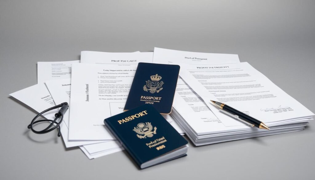 A well-organized and neatly presented array of documents, including a passport, transcripts, proof of English proficiency, and other official paperwork, set against a muted, professional backdrop. The lighting is soft and even, highlighting the details of each item. The composition conveys a sense of order and attention to detail, reflective of the meticulous requirements for the PGWP application process. The overall atmosphere is one of diligence and organization, setting the stage for a successful PGWP application. A well-organized and neatly presented array of documents, including a passport, transcripts, proof of English proficiency, and other official paperwork, set against a muted, professional backdrop. The lighting is soft and even, highlighting the details of each item. The composition conveys a sense of order and attention to detail, reflective of the meticulous requirements for the PGWP application process. The overall atmosphere is one of diligence and organization, setting the stage for a successful PGWP application.