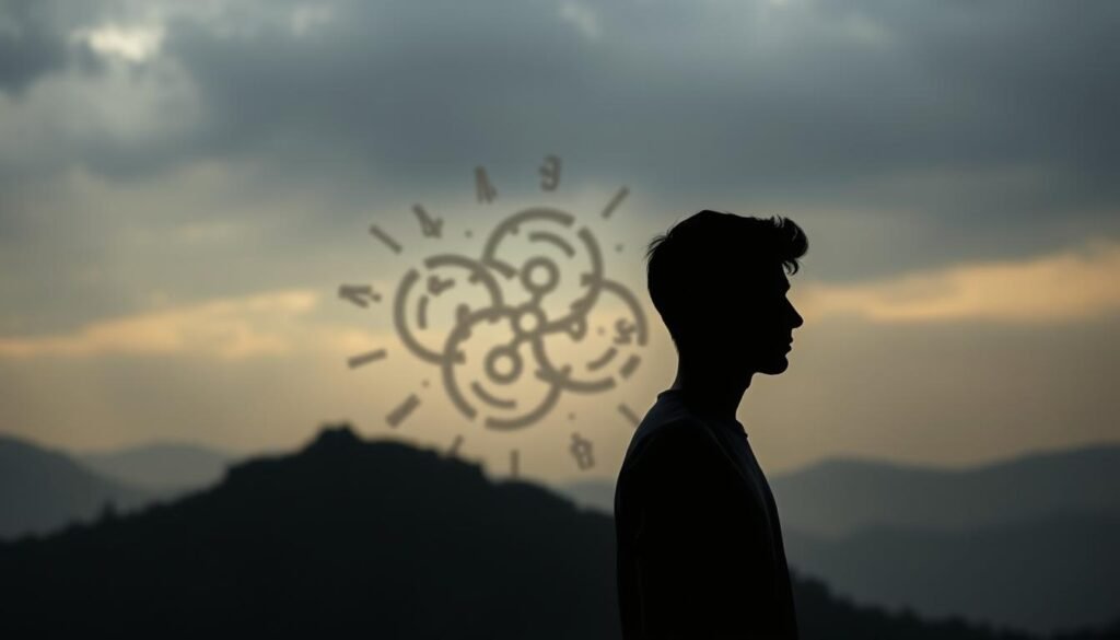 A dramatic and introspective self-discovery test, "اختبار الشخصية" unfolds against a contemplative backdrop. In the foreground, a thoughtful figure stands in profile, their gaze fixed inwardly as they ponder the insights revealed by the assessment. Soft lighting casts subtle shadows, creating a sense of depth and introspection. The middle ground features a swirling array of shapes and symbols, hinting at the complex interplay of personality traits. In the distance, a muted color palette evokes a pensive, reflective atmosphere, inviting the viewer to delve into the nuances of their own self-understanding. A dramatic and introspective self-discovery test, "اختبار الشخصية" unfolds against a contemplative backdrop. In the foreground, a thoughtful figure stands in profile, their gaze fixed inwardly as they ponder the insights revealed by the assessment. Soft lighting casts subtle shadows, creating a sense of depth and introspection. The middle ground features a swirling array of shapes and symbols, hinting at the complex interplay of personality traits. In the distance, a muted color palette evokes a pensive, reflective atmosphere, inviting the viewer to delve into the nuances of their own self-understanding.